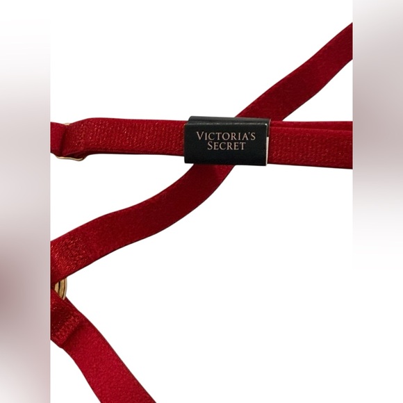 Victoria’s Secret Red Strappy Lace Push-Up Bra 32B NWT - Picture 5 of 9
